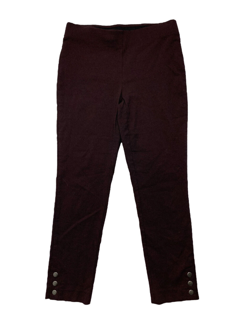 CHICOS Red Black Tiny Square Print Straight Pants Size Small (0) Ankle Snaps